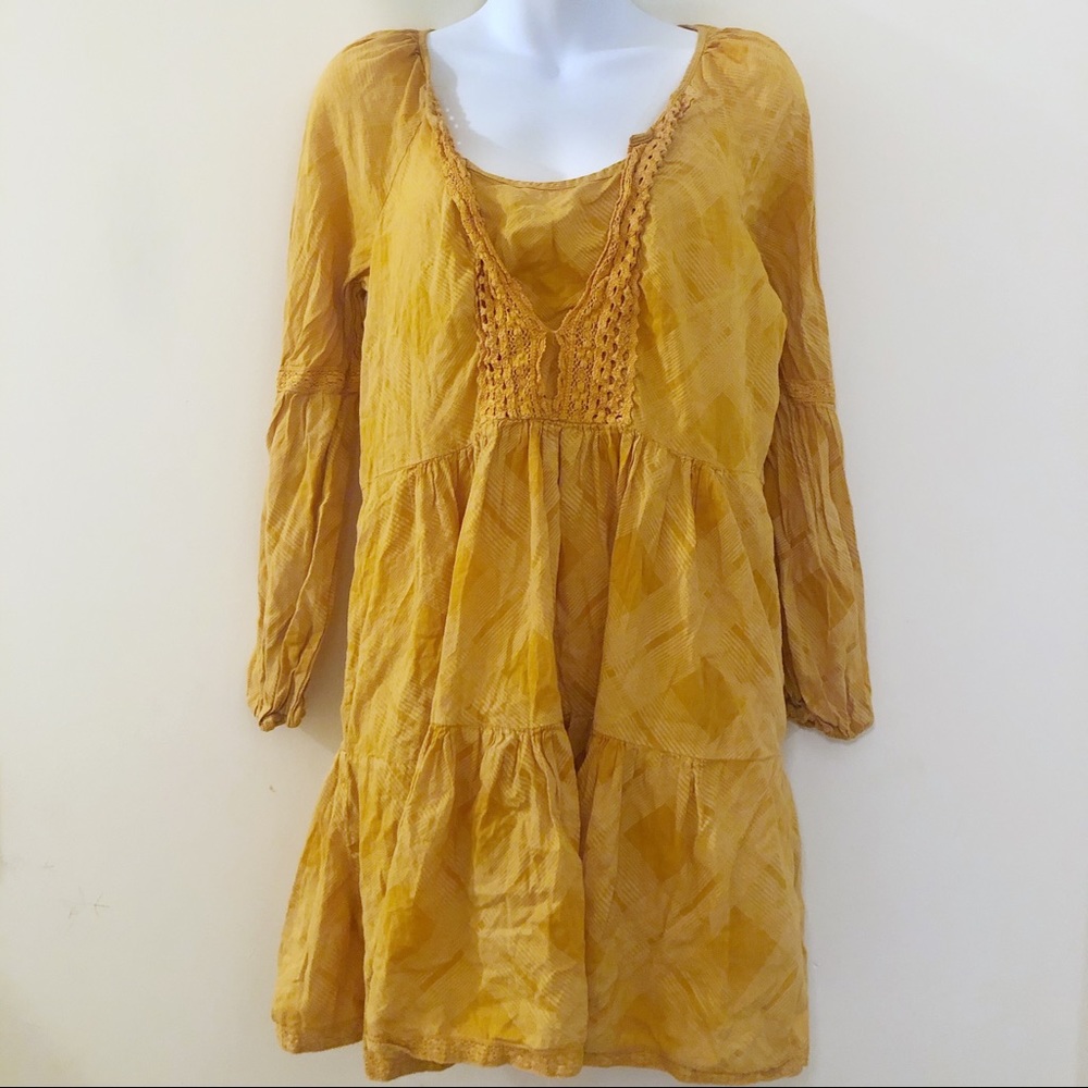 Free People Golden Yellow Tunic Top Dress - Small